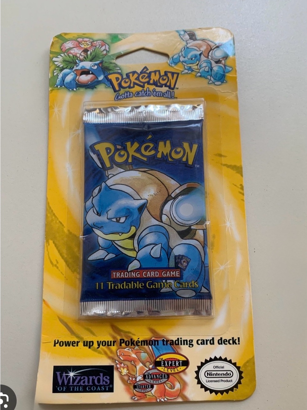 Pokemon Blastoise Pack on Yellow Backing - 1st Edition 1 series booster pack